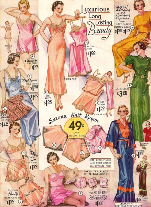 Lingerie, 1934 Sears Catalog (via Clothing : Swing Fashionista)