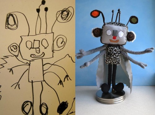 fluorescent-grey:  alwayschangingtunes:  ianbrooks:  Turning Children’s Drawings to Toys by Child’s Own Studio Remember all that crazy shit you drew as a kid? True story: when I was but a wee lad I was fond of drawing bones with wings on them. There