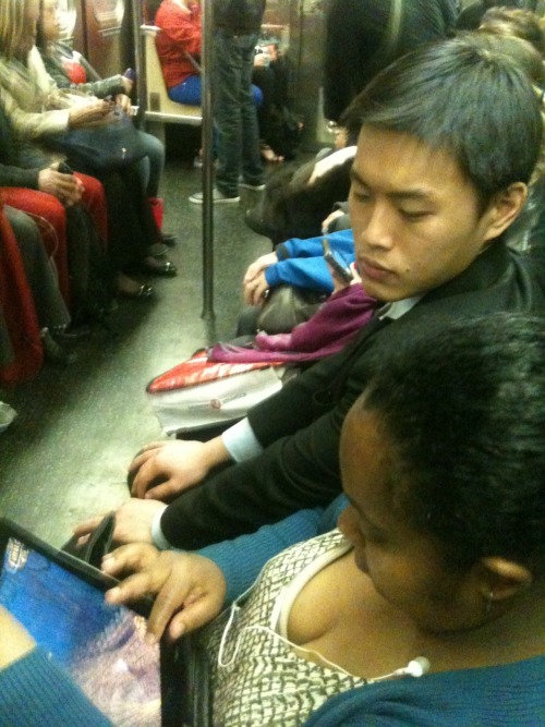 This is what I do on the subway: watch other people watch other people. This guy was so oblivious th