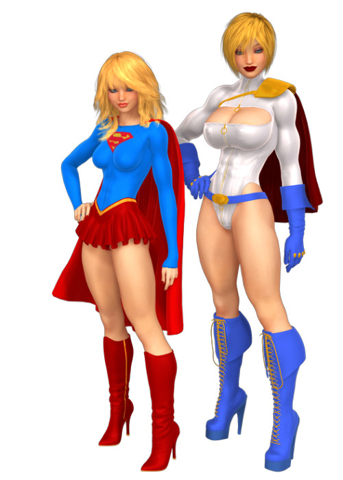 petercottonster:  New Powergirl! New Supergirl! But yeah, I do plan on doing a couple of pinups to showcase these. The changes are kinda minor on Powergirl(better muscle/hips/fat ratio) but for Supergirl I was FINALLY able to give her a new skirt/boots.