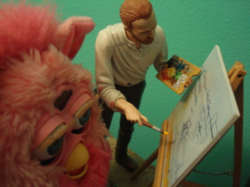 pinkfurbyadventures:  Learning how to paint from the master.