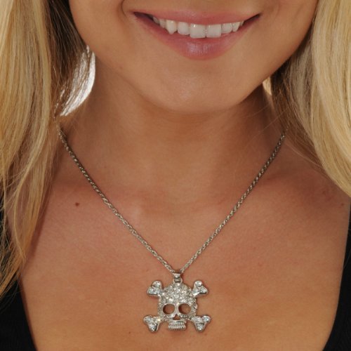 Skull Rhinestone Pendant Charm Set Silver adult photos