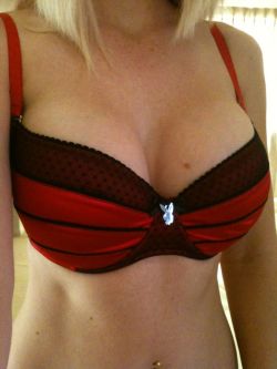 Naughtysundays:  Wearing My Sexy Red Playboy Set…….Feeling Frisky Today Xx  
