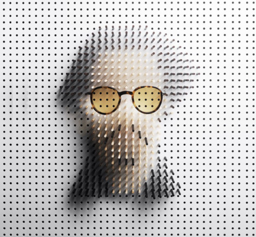 The Kings of Cool ~ Pin ArtPortraits of celebrities made entirely out of wooden pegs and strategic l