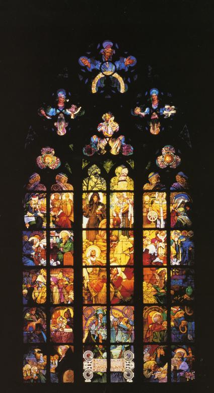 oldroze:  Alphonse Mucha. Stained-Glass Window in St. Vitus Cathedral. Prague, Czech