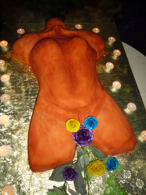 Erotic cake and Kembra Pfahler’s hand-panted plates at the Playboy magazine dinner to celebrat