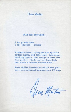 sideshowtornado:  Dean Martin and Frank Sinatra share their respective recipes for Hamburgers. 