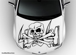 Skull 4X4 Racing Hood Vinyl Graphics Sticker  Skull 4X4 Racing Hood Vinyl Graphics