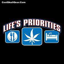 Life&rsquo;s Priorities~pot Adult Long Sleeve T-Shirt  Life&rsquo;s Priorities~pot