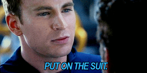 iwantcupcakes:  “Put on the suit.”  Steve needed to relax about this.  Swear to God, he suggested this two or three times.
