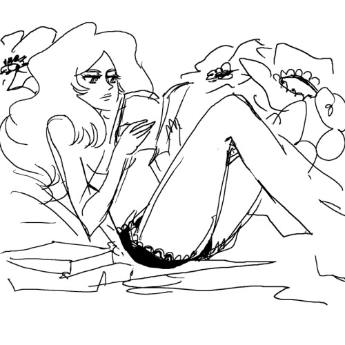 Two weeks or so ago I got all pumped up to draw Mine Fujiko reading ‘cause reading is hot but then I must have gotten to drunk or something 'cause I didn’t finish.  Obviously I should be reading more and drinking less.