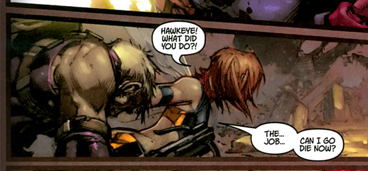 starkassembled:   Ultimates 3 #5  Oh Clint… you and me both, buddy. You and me