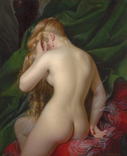 oilpaintedladies:  Etude De Femme Nue by Alexandre-Jean Dubois-Drahonet. 