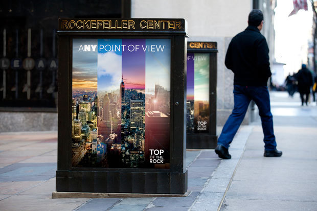 The new Top of the Rock campaign is now up on the Pentagram blog. I’m very proud to see this go up around Rockefeller Center, as I’ve been very involved in the design of the campaign. Click through and take a look.