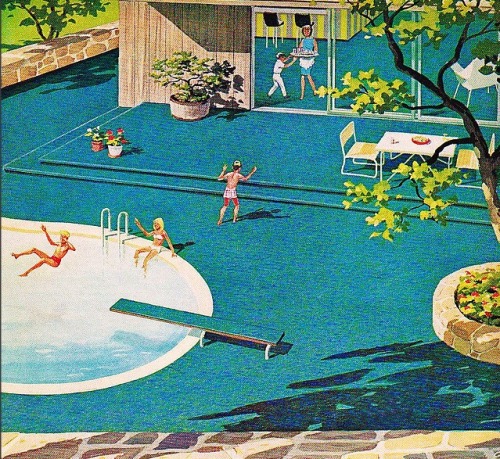 1950sunlimited:ad detail for wall to wall carpeting 1960pool love!