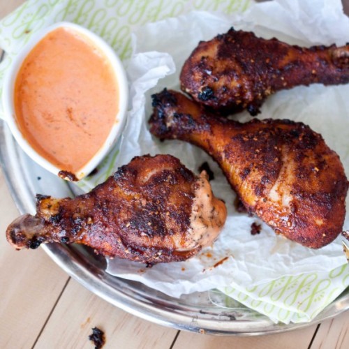 Baked Brown Sugar Chicken Wings With Roasted Red Pepper Cream Sauce