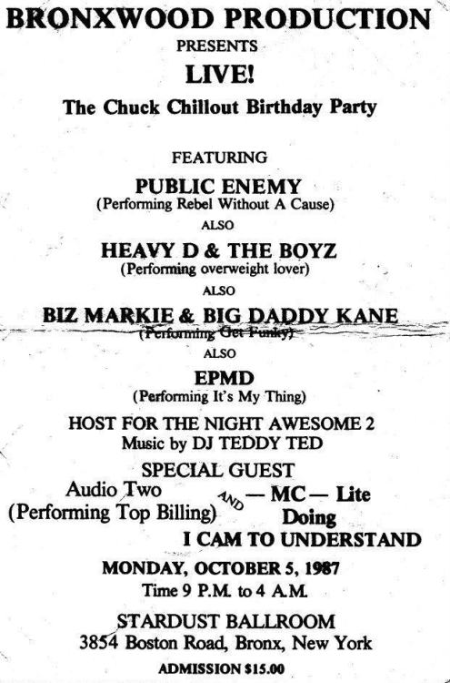 Chuck Chillout’s Birthday Party Flyer ‘87
