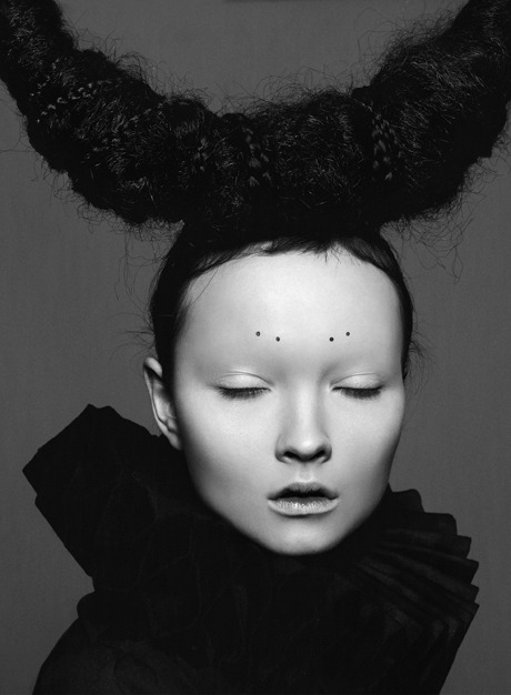 postapocalypticfashion: Dr. Hair Horns, I presume? strangelycompelling: Model: Nastya TarasovaStylin