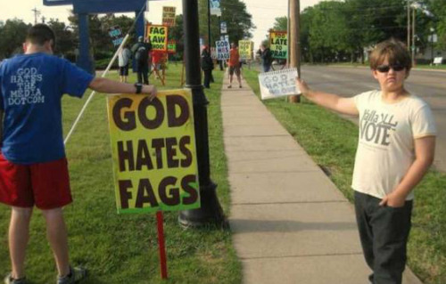 shortformblog:Nine-year-old stages a one-man anti-Westboro protest Meet Josef Miles: While walking