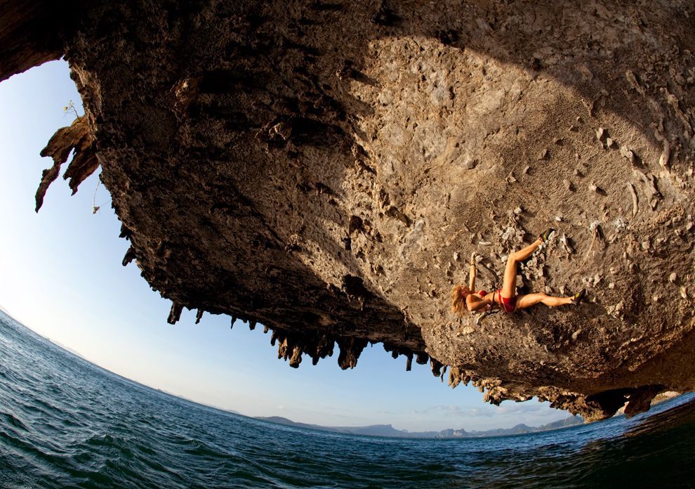clawedrockdawg:  Deep Water Solo.Jessica Younker in Thailand. MUST GO THERE! 