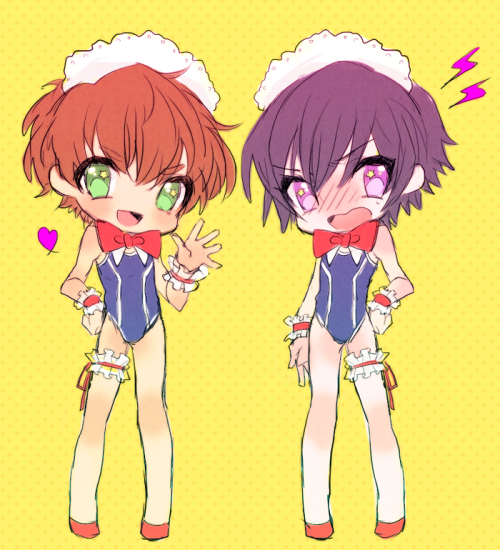 shirley-fenette:  pizzawoman:  shirley-fenette:   You guys are so cute! You should think about joining the swim team!  “Lelouch would probably drown before he managed to swim three yards.”    … You’re probably right. But that’s what coaches