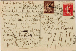 larmoyante:  Letter from Picasso to Gertrude Stein
