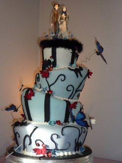 notmysecret:  My wedding cake would be slightly similarly designed……. if I were getting married, ever. 