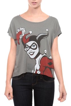 Fashiontipsfromcomicstrips:  Harley Quinn Dolman Top, $24.50, Hot Topic. Holy Moly,