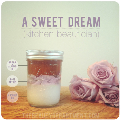 DIY Easy Coconut Rose Body Scrub Recipe from The Beauty Department here.