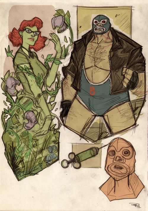 brain-food:  Denis Medri returns to take a look at the rogues of Gotham and more of Batman’s supporting. Catwoman, Joker, Poison Ivy and Bane join Batgirl, James Gordon and Alfred in round out this amazing collection of Rockabilly gothamites. It’s