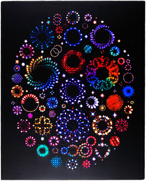n9neblindmice:  Synesthesia 2009.  Acrylic paint on canvas over wood, 23.5 x 18.75.  Private collection. 