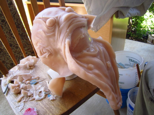 artisticallyinsaneblog:  askdanielfrommayfair:  [[ Here is the progression of work on the Flappy/Grunt Cosplay! I’m going to tinker with the mask a bit more and see if I can’t get the red in the mouth into a deeper color, as well as add the eye holes,