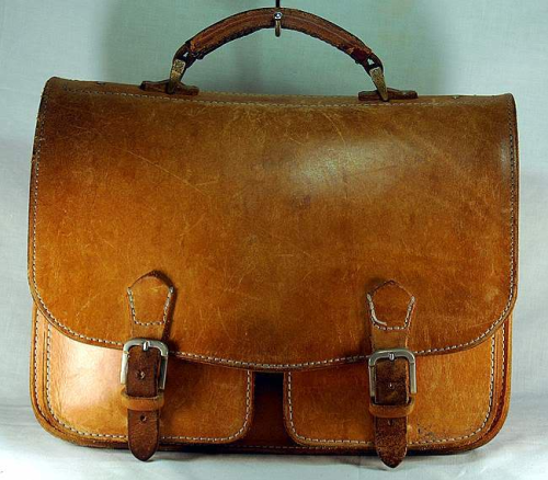 The Jaunty Gent, Vintage leather briefcase.