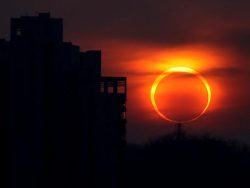 strawbiery:   Picture of the eclipse on May 20, 2012 over China.  my god 
