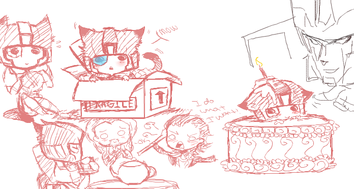 guro-boy:  little percy cats aal drew and then i drew drift pokin one lol 