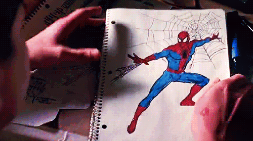 dappersexual:  #I’m going to be so cool thought Peter Parker to himself as he coloured