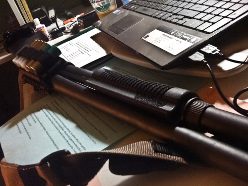 pangbros:  My Remington 870 Tactical as of 5/21/12. Needs one more thing, a Surefire 618 LED forend. Later on maybe even changing out the barrel to get it ported from Vang Comp, but that can wait. :] 