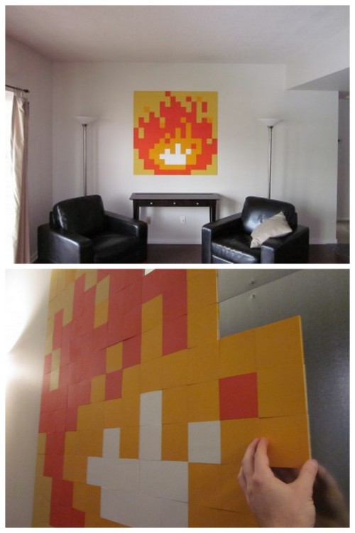 DIY 8 Bit Zelda Fire Wall Art. I recently got a message about posting cheap home decor ideas. This l