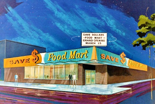 Save Food Martc.1960-65 store front concept illustrations