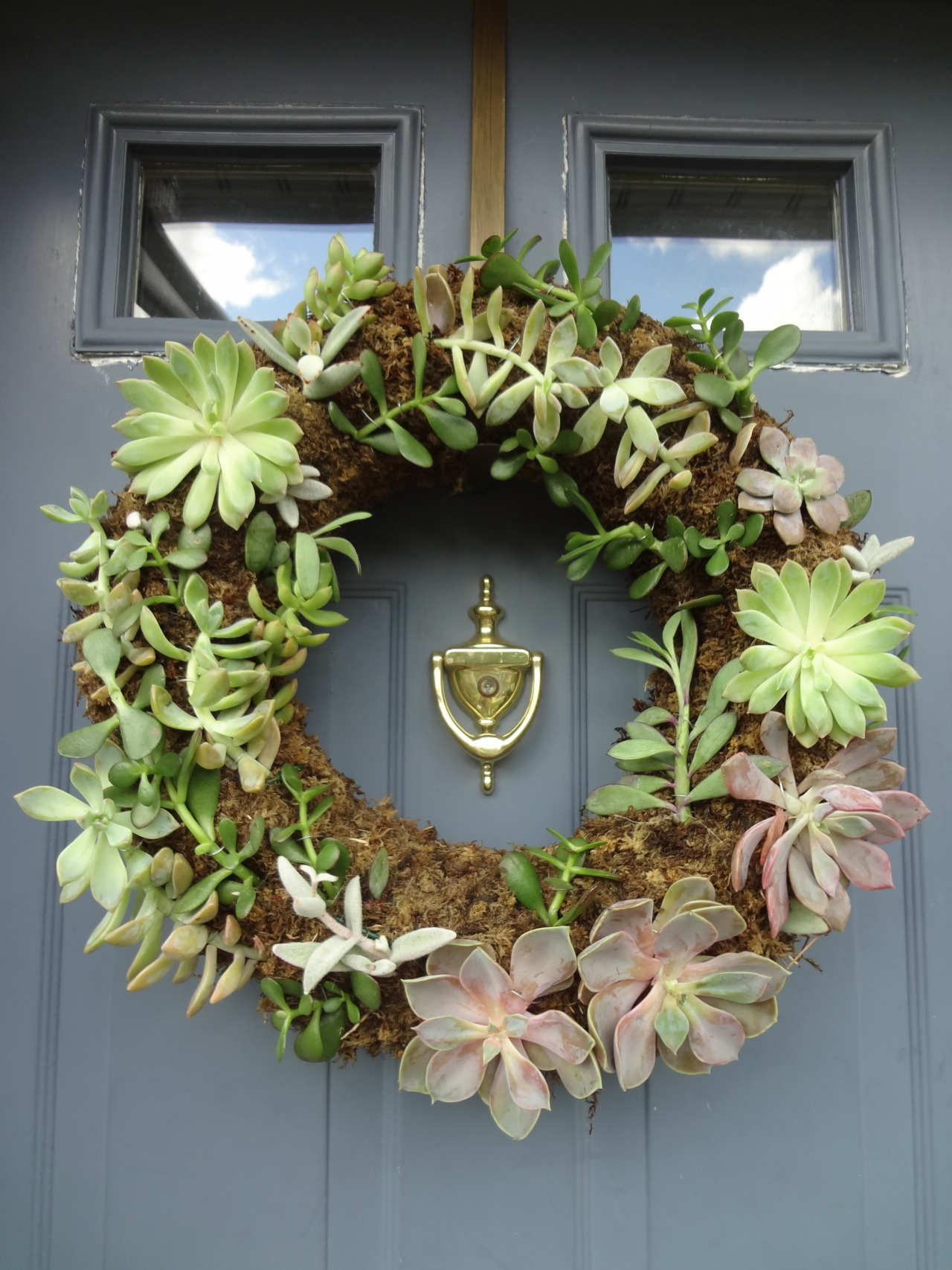 Yesterday, I showed you step by step how I made my living wreath. Welp, here it is. On the door. We have a minor problem, the storm door can’t close all the way. So I’m going to have to work my creative juices and figure out where it’s going to go...