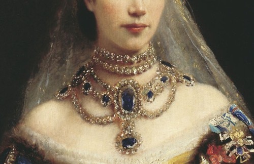paintingispoetry:Konstantin Makovsky, Portrait of Maria Fyodorovna detail, ca. 1870-1900