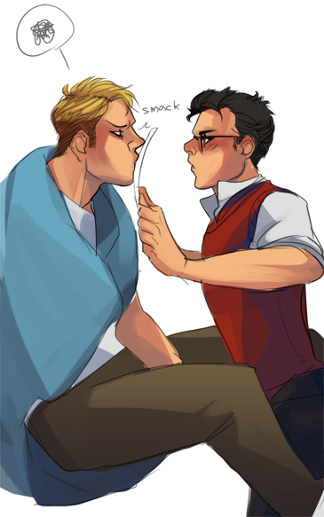 ironfries:  nerdyawkwardglasses!tony and jockartstudent!steve AU thing hehehHAHEHAE tony’s around 16-17, steve’s probably 19-20, they’re probably in college, or something. 8) cackle this is also for the benefit of calciseptine whoooo wrooote a little