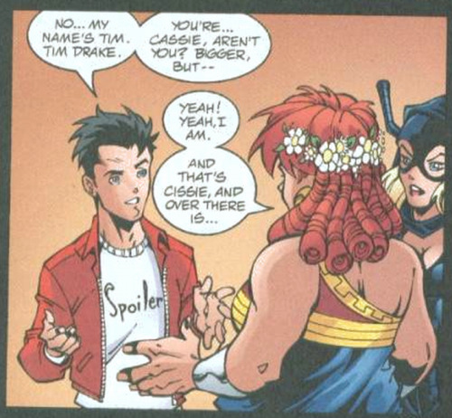 fragileicicle: idliketosurvivetheadventure: Look at Tim’s Spoiler shirt. [Young Justice 45: Wo