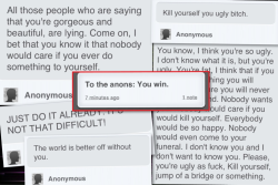 imnolonger-yourmuse:   I started following this girl and her whole dash ended up these. And her last post. I can’t even say words. Anons took her life. If that’s okay with you, then carry on with your day. If you agree this is unacceptable and not