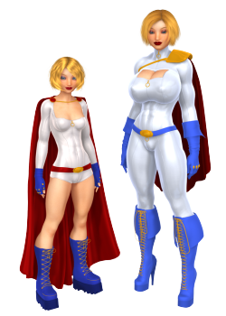 petercottonster:  Powergirls ahoy!  So yeah, one of the things I do to relax is to make what I call ‘alternates’ of my characters. These are basically different costumes, different looks, and in some cases entirely different characters. They tend