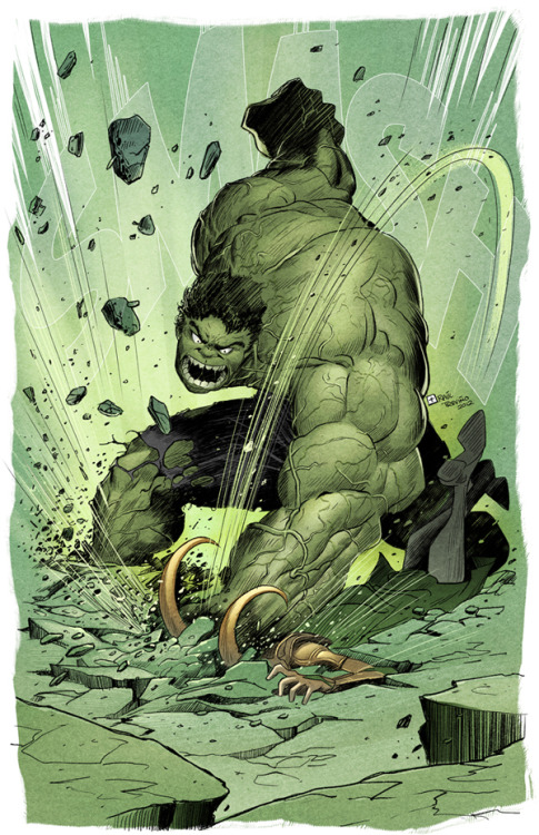 Hulk Vs Loki: Puny God! // artwork by Raul Trevino (2012)