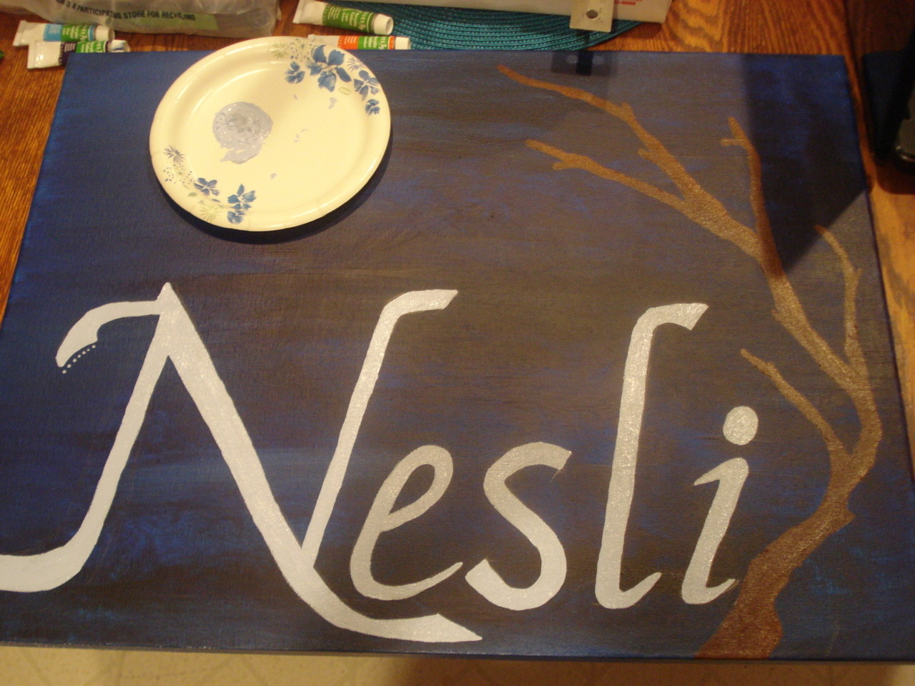 My painting for my friend, Nesli, so far. I have to add an owl &ldquo;grabbing&rdquo;