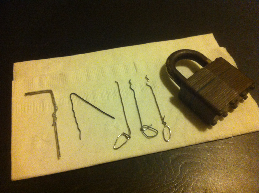 Today I picked my first lock. (Not this jerk yet– the most I can can seem to get is two pins set.) I’ll be looting caps and Nuka Cola from old safes in no time. Also, today was the first day in years I started in a “healthy weight range”. So...