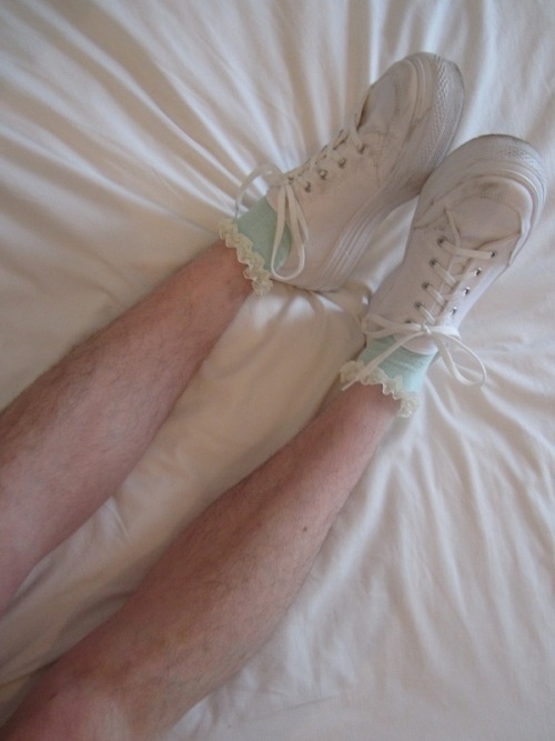 hairylegsclub: Hairy legs, frilly socks.