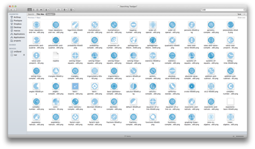 a MacOS finder window with all the badges that were drawn tiled